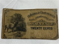 Alabama & Chattanooga Railroad Co. Meal Ticket
