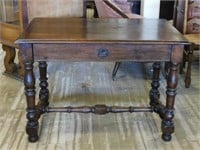 Henri II Style Well Turned Oak Writing Table.