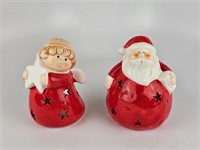 2 Ceramic Christmas Votive Candle Burners