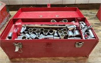 TOOL BOX AND CONTENTS, SOCKETS, MISC