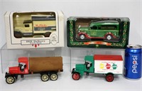 4 Diecast Bank Trucks in Boxes w Advertising