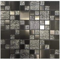 Gunmetal Luxe 11.81in Metal & Glass Tile