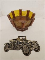 Decorative Wooden & Plastic Stand and Plastic Car