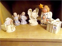 6 ASSORTED ANGEL FIGURINES & TRINKET BOX