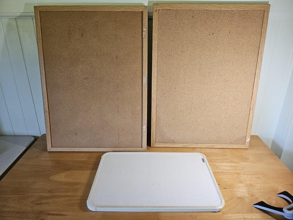 2 Corkboards 24x16&1 dry erase board 16x12