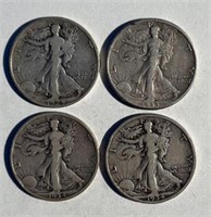 1929S, 1933S, 1934 & 1934D Walking Liberty Halves