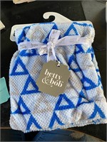 Betty & Bob Blue Geometric Shape Baby Blanket New