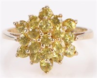 BRIGHT YELLOW TOPAZ LADIES 10K GOLD CLUSTER RING