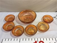 Carnival master berry bowl and (6) sauce dishes