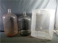 Two Glass Carboys/ Jugs/ Bottles Measure 20.5" &