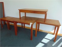 5 rectangular wooden tables