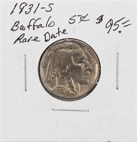 1931-S RARE DATE Buffalo Nickel