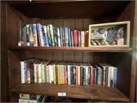 2 Shelves of Books and Golf Frames