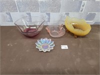 Vintage pink and yellow glass pieces