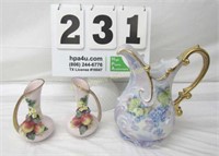 (2) Lefton China Pitcher/Vases 1955, 7.5" H &
