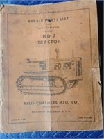 HD7 Repair Parts List Original Allis-Chalmers