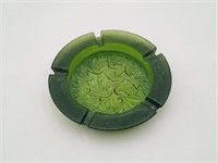 Le Smith Sandscroll VTG Ashtray Green Glass