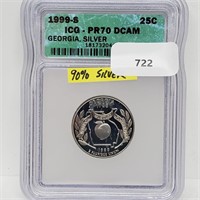 ICG 1999-S PR70DCAM 90% Silver GA Quarter