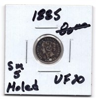 1885 Canada 5 Cents Small 5 Silver Coin
