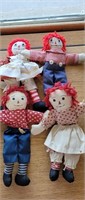 Lot of 4 Raggedy Anne and Andy plush