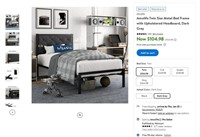 N3527  Amolife Twin Bed Frame Dark Grey