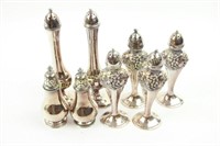 4 PAIRS SILVER PLATE SALT AND PEPPERS