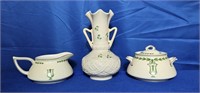 Mintons England Cream & Sugar Set + Belleek