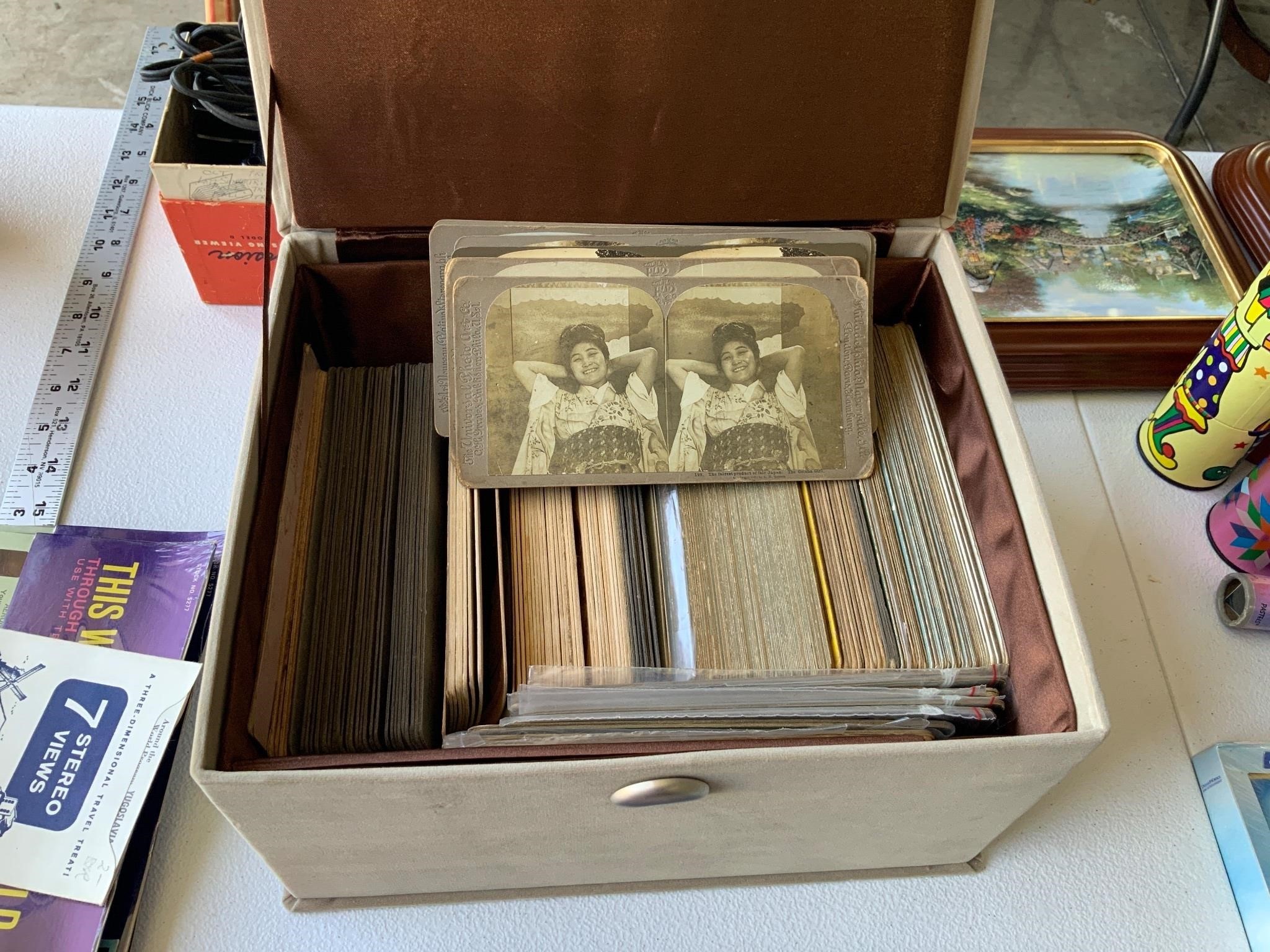 Taupe Velvet Box of Stereoview Cards