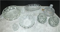 GLASS SUGAR BOWL & SERVING DISHES