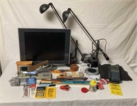 Monitor, Office Supplies, Lamps, Calculator