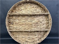 Large Round Brown Woven 3-Tier Wall Shelf