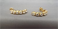 14K Yellow gold post back earrings each featuring