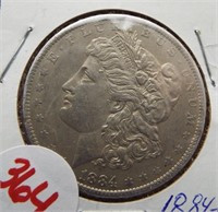 1884-O Morgan silver dollar.