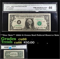 **Star Note** 2006 $1 Green Seal Federal Reserve N