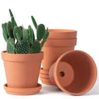 6 inch Clay Pots for Plants with Saucer, Large Ter