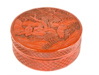 Chinese Carved Cinnabar Round Box