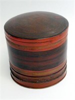 19thC Burmese red lacquer round box
