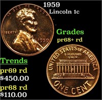 Proof 1959 Lincoln Cent 1c Grades Gem++ Proof Red