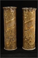 WWI Brass hammered shell art vases - 2 Verdun225