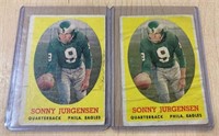 (2) SONNY JURGENSEN ROOKIE CARDS