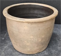 (F) Stoneware Crock - Planter With Dark Brown