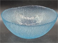 Blue Crackle Glass Salad Bowl