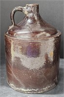 (F) Brown Glaze Stoneware Jug 13.5" Tall.