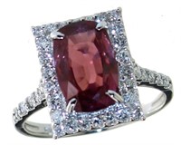 GIA Platinum 3.81 ct Cushion Ruby & Diamond Ring