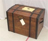Antique Hand Forged American Made Round Top Trunk
