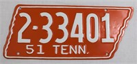 Orange 1951 TN license plate