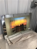 Lighted mirror, chipped, works