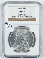 1889  Morgan Dollar   NGC MS-63