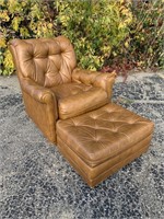 Classic Leather Ink Leather Lounge Chair/Ottoman