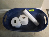 Tote w/TP, wastebasket, toilet brush